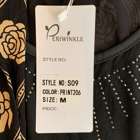 NWT Periwinkle black and gold floral faux layered 1/2 sleeve top - Picture 4 of 5